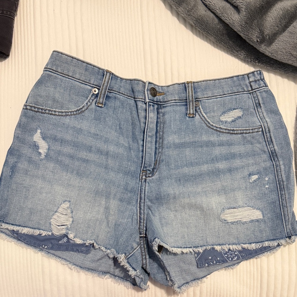 Aerie Elastic Waist Jean Shorts Medium